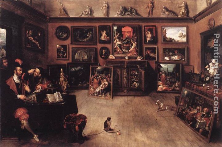 An Antique Dealer's Gallery painting - Frans the younger Francken An Antique Dealer's Gallery art painting